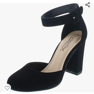 Comfort foam closed toe dress pump ankle strap block heel | size 8